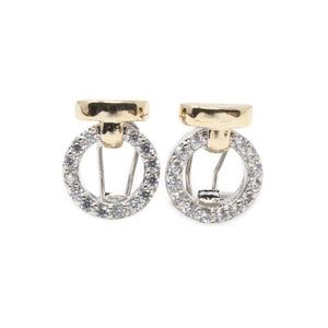 Two Tone CZ Open Circle Stud Earrings - Mimmic Fashion Jewelry