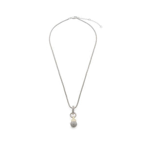 2Tone CZ Pave Ball Pendant Neck - Mimmic Fashion Jewelry
