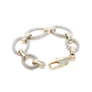 Two Tone Cable Link Bracelet - Mimmic Fashion Jewelry