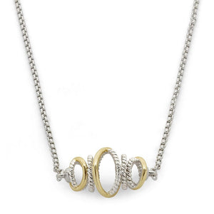 2Tone Crossover Rings Pendant Necklace - Mimmic Fashion Jewelry