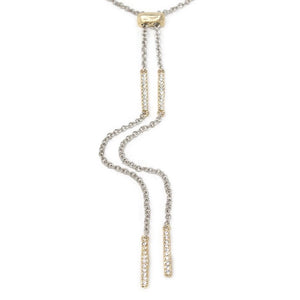 Two Tone Crystal Bar Slide Necklace - Mimmic Fashion Jewelry