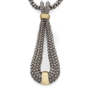 2Tone Fancy Teardrop Pendant Necklace - Mimmic Fashion Jewelry