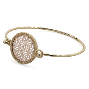 2Tone Filigree Circle Bangle Gold Pl - Mimmic Fashion Jewelry
