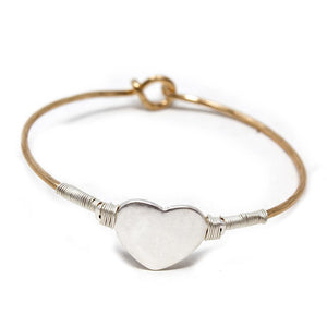 Two Tone Heart Hook Bangle Silver T - Mimmic Fashion Jewelry