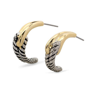 2Tone J Hoop Earrings - Mimmic Fashion Jewelry