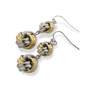 2Tone Knot Dangle Stud Earrings - Mimmic Fashion Jewelry