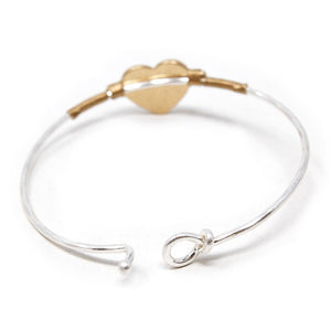 Two Tone Love Heart Hook Bangle Gold T - Mimmic Fashion Jewelry