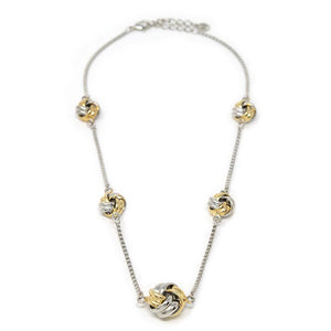 Two Tone Necklace with Knots 16 Inch - Mimmic Fashion Jewelry