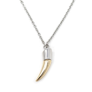 Two Tone Necklace with Tooth Pendant - Mimmic Fashion Jewelry