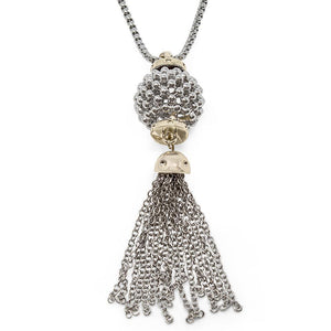 2Tone Open Ball Tassel Pendant Neck - Mimmic Fashion Jewelry