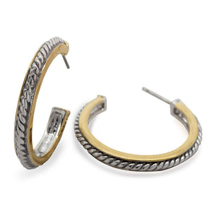 2Tone Open Cabel Hoop Earrings - Mimmic Fashion Jewelry