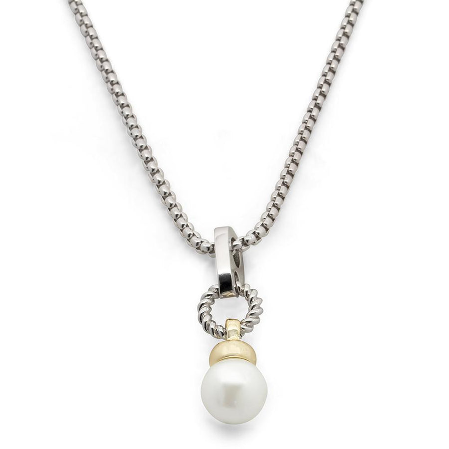 Two Tone Pearl Pendant Necklace - Mimmic Fashion Jewelry