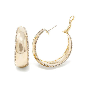 Two Tone Plain Half Hoop Earrings - Mimmic Fashion Jewelry