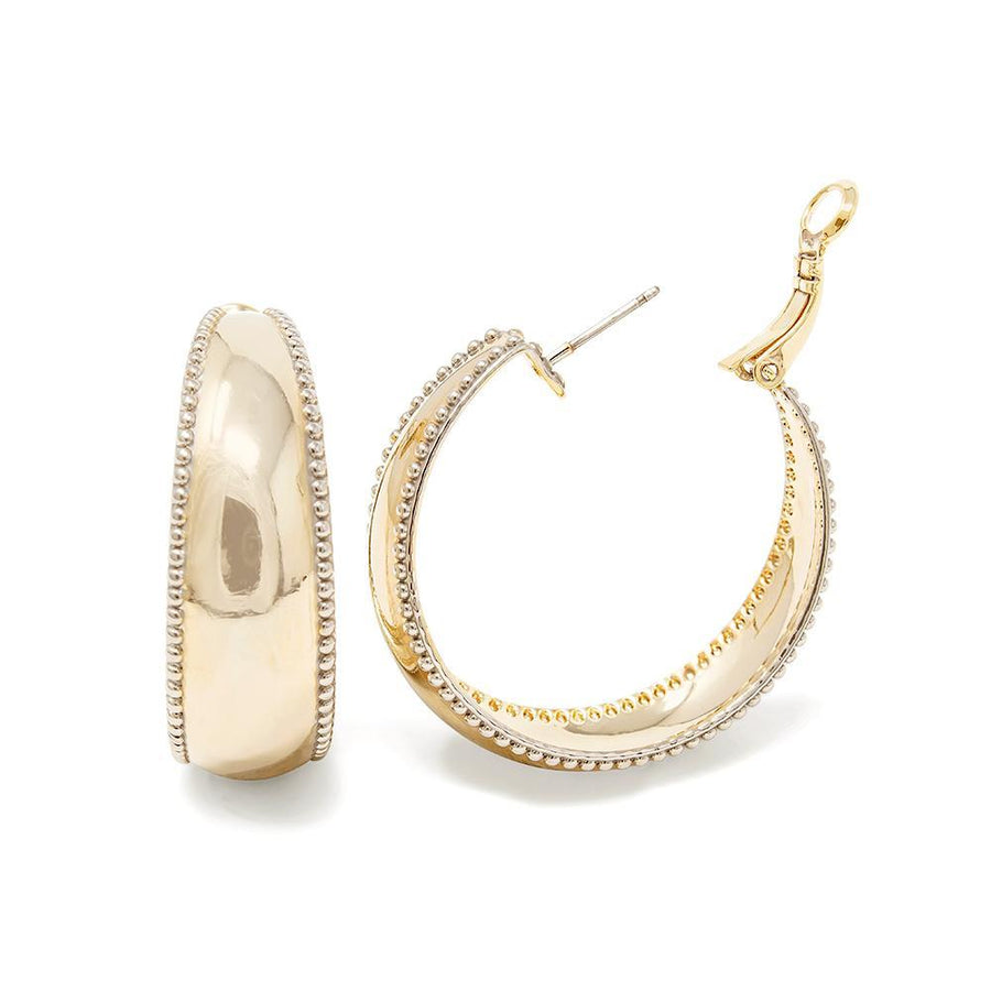 Two Tone Plain Half Hoop Earrings - Mimmic Fashion Jewelry