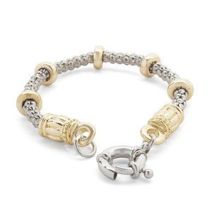 2Tone Popcorn Bracelet with Disc Stations - Mimmic Fashion Jewelry