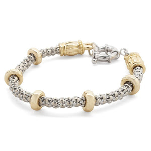 2Tone Popcorn Bracelet with Disc Stations - Mimmic Fashion Jewelry