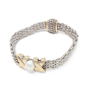 Two Tone Popcorn XPearlX Bracelet - Mimmic Fashion Jewelry