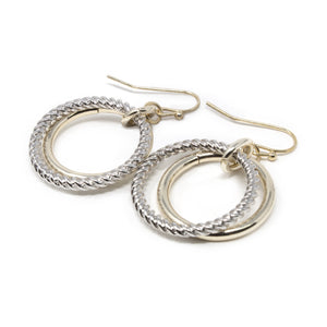 Two Tone Round Link Earrings - Mimmic Fashion Jewelry