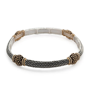 Two Tone Stretch Bracelet Dots Stations - Mimmic Fashion Jewelry