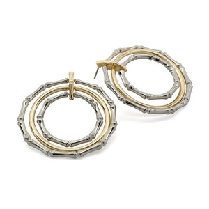 2Tone 3Circles Post Earrings - Mimmic Fashion Jewelry