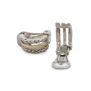 2Tone 3Row Braided Hoop Clip On Earrings - Mimmic Fashion Jewelry