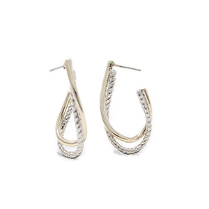 Two Toned Twisted Hoop Earrings - Mimmic Fashion Jewelry
