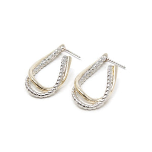 Two Toned Twisted Hoop Earrings - Mimmic Fashion Jewelry