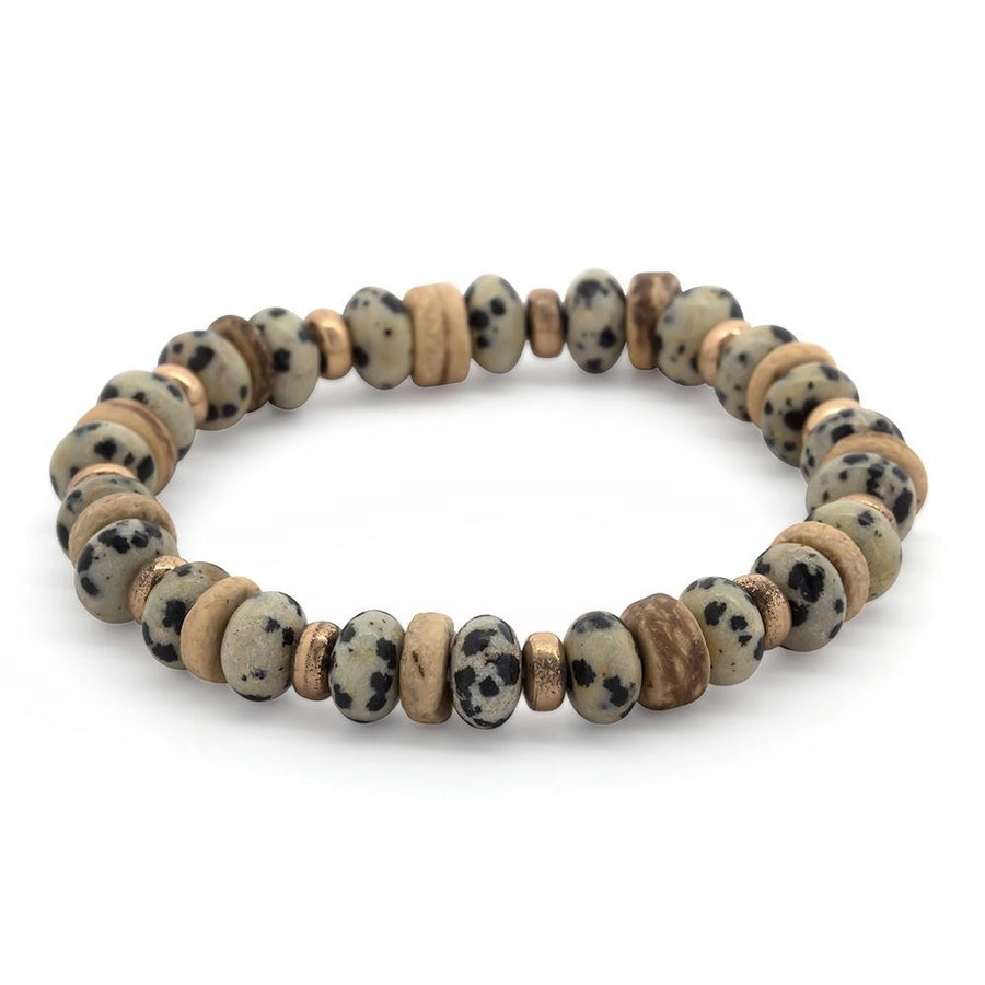 Wood Stone Stretch Bracelet Marble - Mimmic Fashion Jewelry