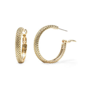 Woven Texture Hoop Earrings Gold Pl - Mimmic Fashion Jewelry