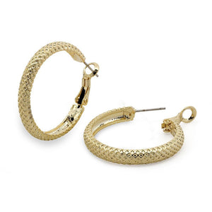 Woven Texture Hoop Earrings Gold Pl - Mimmic Fashion Jewelry
